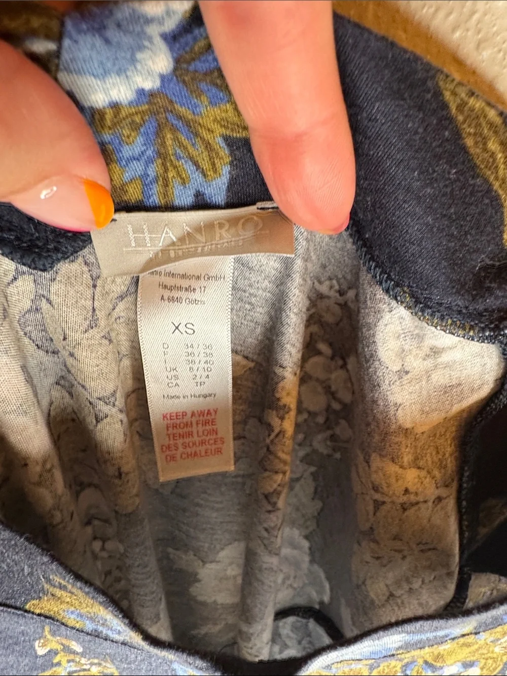 HANRO Floral Slip Sleep Gown Nightdress Blue Floral Print XS Luxury Loungewear